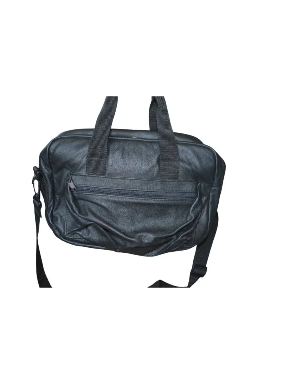 Vintage Genuine Leather Black Crossbody Satchel Travel Bag Handcrafted in Ohio